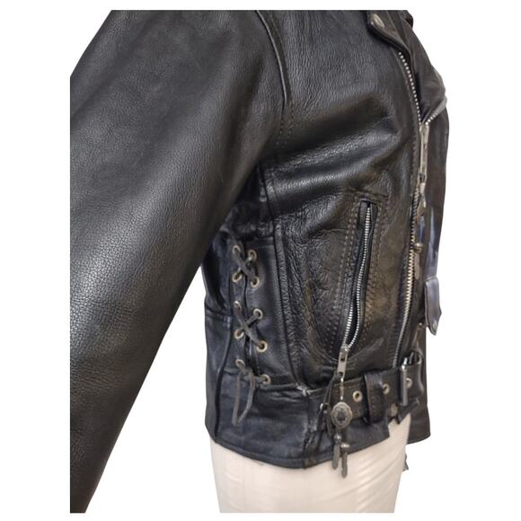 USA BIKERS Vintage Black Leather Moto Jacket Size 40 Thinsulate Removable Vest - Picture 8 of 14
